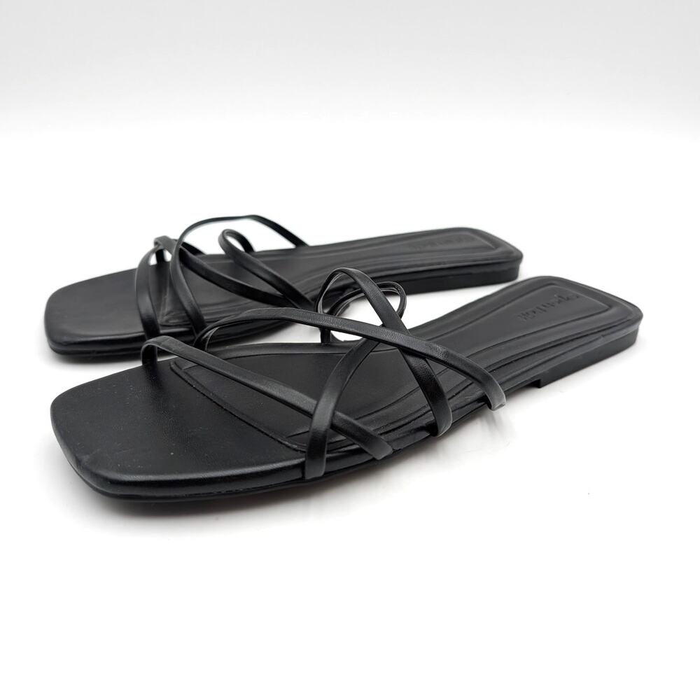 Open Edit Korva Slide Sandals Open Square Toe Women's Black Size US7.5M EU38